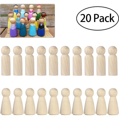 20PCS Wood Peg Dolls Crafts Girls and Boys DIY Handmade Blank Home Decoration Baby Toys Wooden Crafts for Baby Room