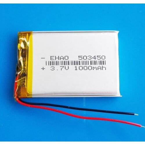 EHAO 503450 3.7V Polymer Lithium Lipo Rechargeable Battery 1000 mAh for Smart Phone DVD Led Lamp camera
