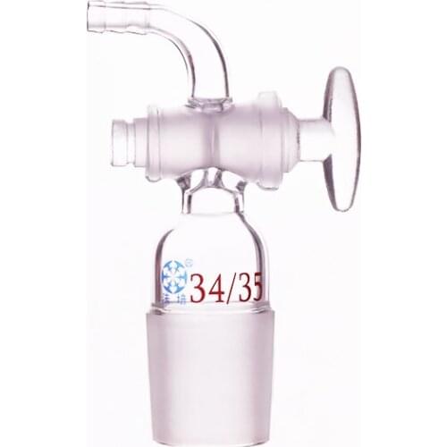 Curved suction connector,Glass valve 34/35,Joint with Glass stopcock standard ground mouth,Curved connector with piston