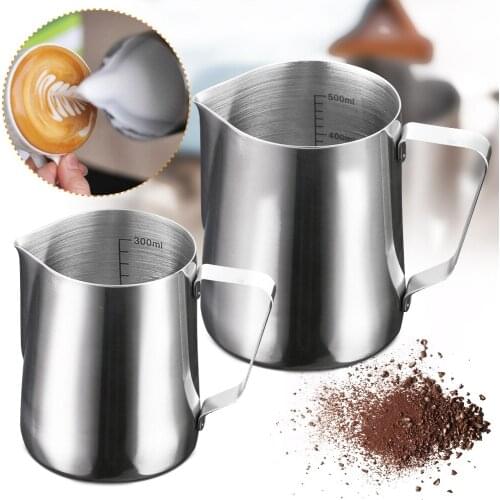 Stainless Steel Coffee Milk Frothing Pitcher Built-In Thermometer / Inner Scale Espresso Cappuccino Latte Creamer Pitcher Cup