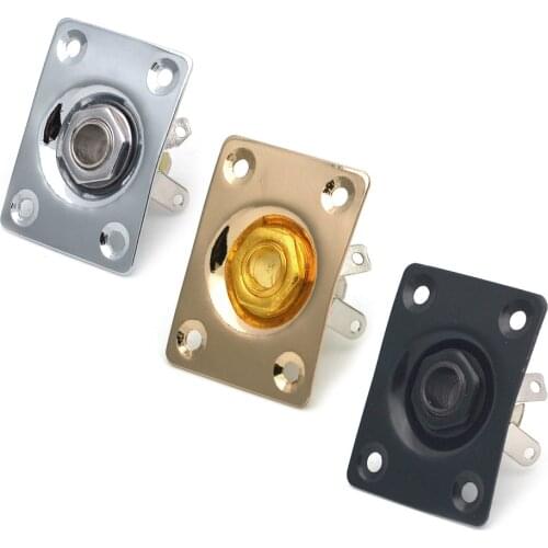 Ohello Square Style Plate Guitar Bass Metal 1/4" 6.35mm Output Input Jack Socket for Electric Guitar Black Gold Chrome