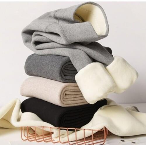 LZYVOO Winter Leggings for Women Plus High Waist Stretch Leggings Solid Color Thick Velvet Warm Casual Leggings
