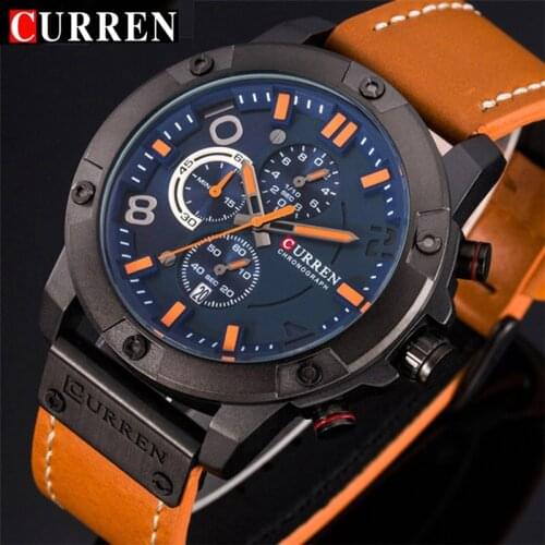 CURREN Chronograph Sport Man Watch Mens Watches Luxury Brand Leather Quartz Male Wristwatch Men Montre Homme Hodinky Clock