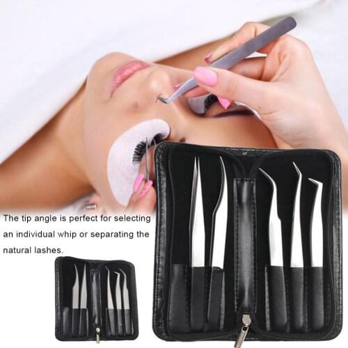 5Pcs/set Eyelash Extension Tweezers Kit Stainless Steel Eyelash Tweezers Grafting Eyelash Extension Tweezers Eyebrow Forceps