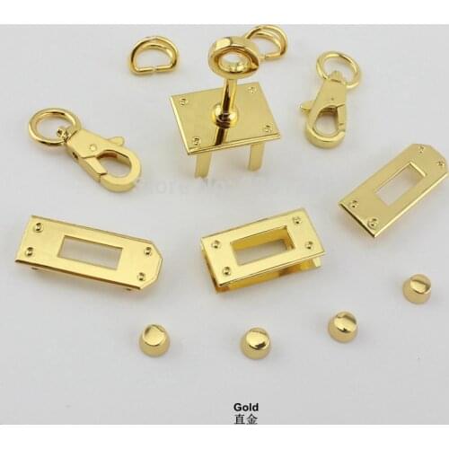 New Small rectangle eyelets lock hanger for bags hardware wholesale fashion a set of locks fittings woman bag handbags purse