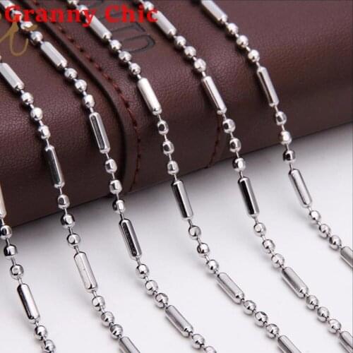 Granny Chic New Fashion 1.5/2/2.4/3/3.2mm Stainless Steel 3:1 Silver color Hexagon Ball Link Chain Rolo Necklace Chain 18"-40"