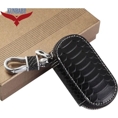 New Crocodile Pattern Genuine Leather Car Keychain Holder Case Bag Cover For All Car Brands Red/Black/Brown/Coffee