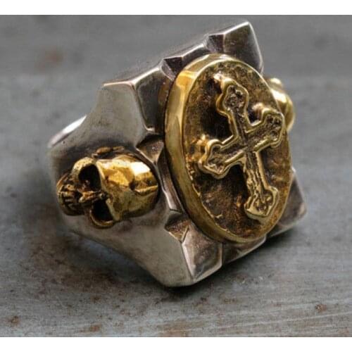 New Skull Cross Ring Punk Personality Domineering Hipster Large Ring Valentines Day Gift Boyfriend Jewelry Accessories