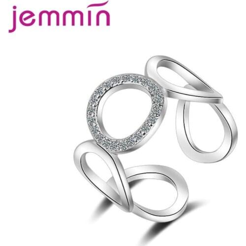 New Arrival 925 Sterling Silver Fashion Statement Rings For Women Wedding Engagement Trendy Style Round Shape CZ Crystal