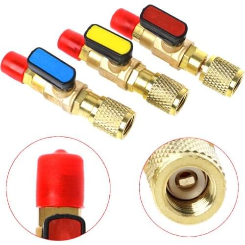Refrigerant and Flourine Safety Valve, 1/4\" Male To 1/4\" Female SAE - R22 Refrigerant Straight Ball Valve AC Charging