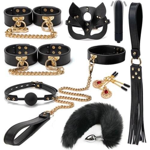 Slave Bed Bondage Collar Genuine leather Neck Restraint with Leash BDSM Erotic Sex Toys For Women Couples Adult Games