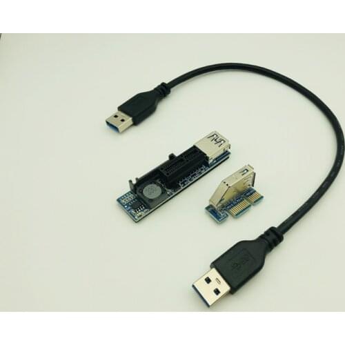 PCI-E X1 Extender Cable USB 3.0 Power SATA Extension Cord PCI Express 1X Riser Expansion Card for PC Network Cards Graphics Card