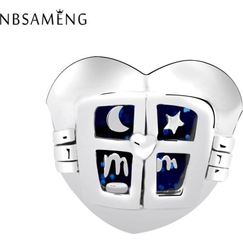 Original 100% 925 Sterling Silver Beads Charms Window Heart Charm Fit Bracelet Beads For Jewelry Making