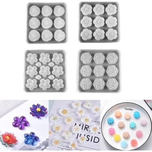 4 Styles Flowers Shape Cake Silicone Mold DIY Decoration Rose Cherry Fondant Chocolate Sugar Craft Clay Epoxy Resin Crafts Mould