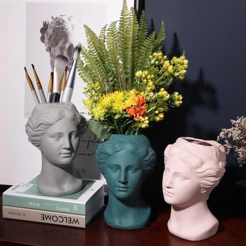 Home Decoration Vase Resin Sculpture Statue Living Room Decoration Flower Pot Makeup Brush Holder Pen Holder Creative Crafts