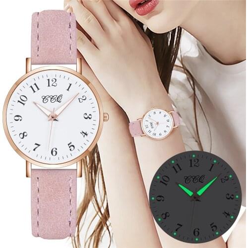 Women Luminous Arabic Numbers Watches Casual Luxury Female Leather Wrist Watches Montre Femme Reloj Mujer