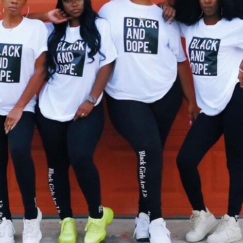 Summer 2021 Women Fashion Sets Letter Print White Shirts & Black Pencil Pants High Street Wear Outfits 2 Pieces Matching Sets