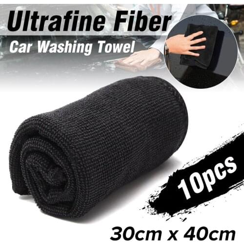 10/20Pcs Car Care Polishing Wash Towels Microfibers Auto Detailing Cleaning Soft Cloths Home Window 30x40cm Black