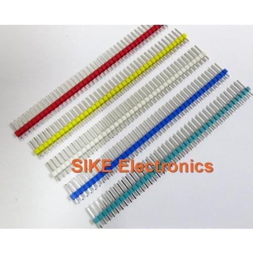 10PCS/LOT 40P 2.54mm Male Color Single Row Pin Header 1*40P color Strip For PCB Red White Blue Yellow green