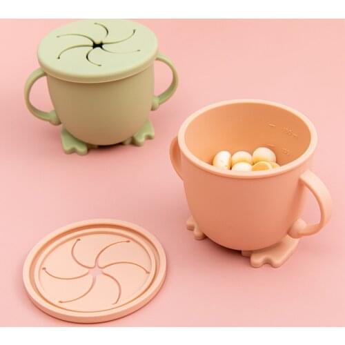 100% Food Grade Baby Silicone Snack Cup Baby Feeding Cups Portable Food Storage Box Portable Snacks Container With Lid BPA Free
