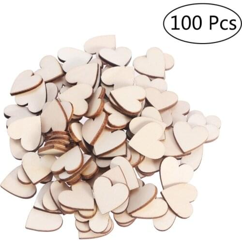 100pcs 20mm DIY Heart Wedding Christmas Party Decorations Blank Heart Wood Slices Discs DIY Crafts