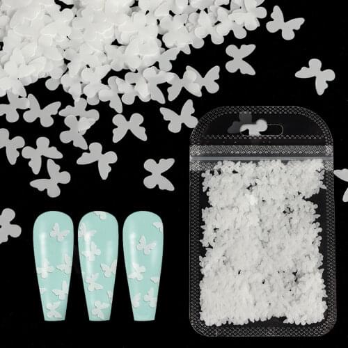 2 Bags Pearl Color Butterfly Nail Art Glitter Flakes Flower Sequins For Nail Design Ultra Thin Paillette Nails Accessories Tools