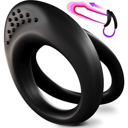 2 in 1 Ultra Soft Cock Delay Rings for Enhancing Men Erection or Couple Intimacy ,Improve Stamina Silicone Rings Toys for Adults