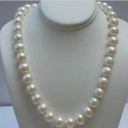 20" 10-11MM REAL SOUTH SEA WHITE PEARL NECKLACE 14k/20 gold clasp