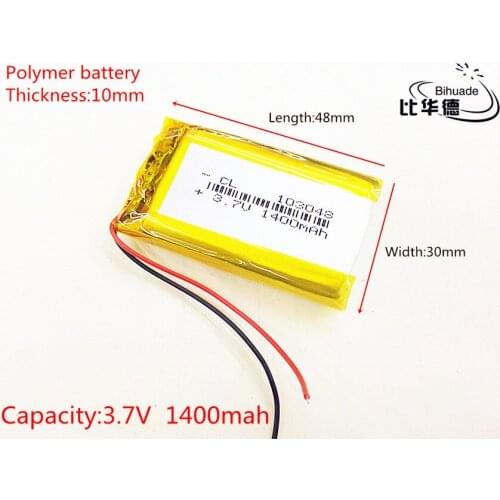 3.7V 1400mAh 103048 Lithium Polymer Li-Po li ion Rechargeable Battery cells For Mp3 MP4 MP5 GPS PSP mobile bluetooth