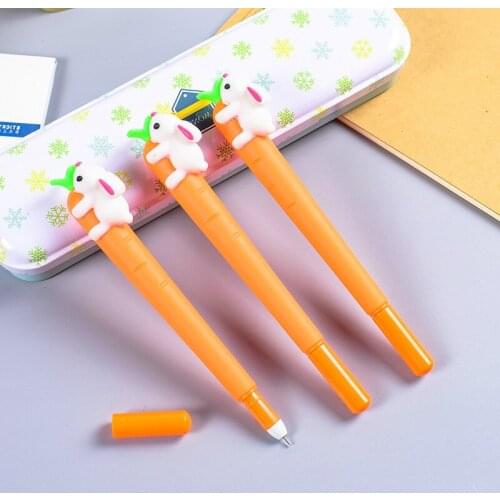50 Pcs Cartoon Pen Wholesale Stationery Cute Simulation Carrot Rabbit Gel Pens Stationery Student Supplies Pen for Writing