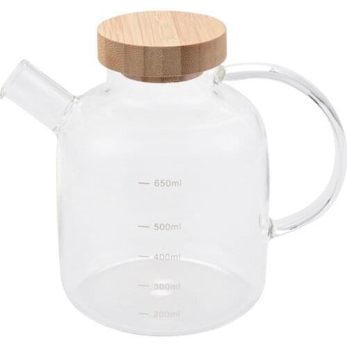 ABSS-650Ml Olive Oil Dispenser Bottle Horn Mouth Oil Pot Condiment Oil Glass Bottle Anti-Leak Oil Bottle Vinegar Soy Sauce Bottl