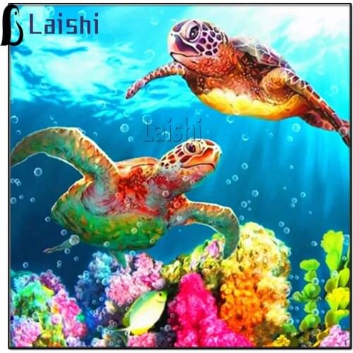 5d diy Full Drill Square Round Diamond Painting Sea Turtle Embroidery Mosaic Animal Cross Stitch Wall Decoration Handmade Gift