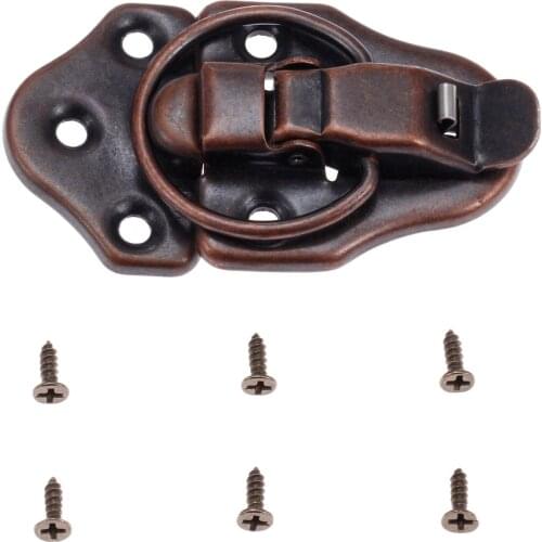 Antique Red Copper Toggle Latch Clasp w/screws Box Lock Zinc Alloy Retro Buckle Vintage Wooden Jewelry Wine Gift Case 68mm*38mm