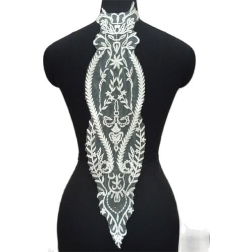 Off White Embroidery Lace Applique Flowers Bridal Wedding Dress Diy Lace Fabric Accessories VS113207