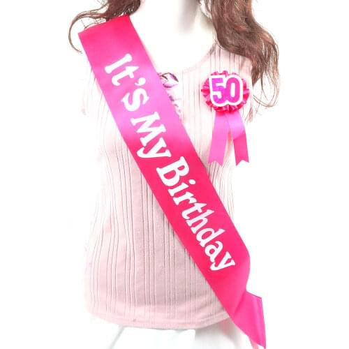 White pink sweet l Its my birthday set pink sash Sparkle shining brooch princess 18 20 21 30 40 50 birthday anivessory favors