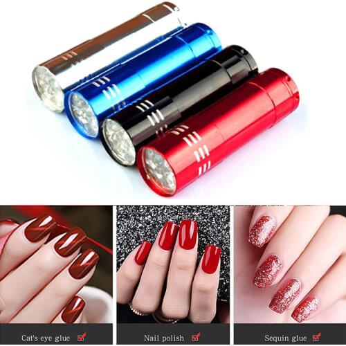Random Color Fast Nail Dryer Gel Curing Lamp Mini Flashlight LED UV Light Nail Polish Cure Portable Manicure Professional Tool