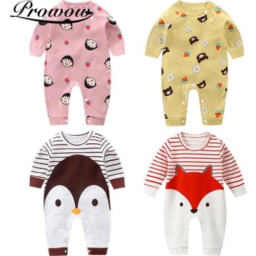 Prowow Cartoon Animals Babys Rompers Long Sleeve Newborn Jumpsuit For Kids Infants Boys Clothing Cute Toddler Baby Boy Overalls