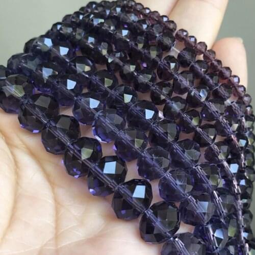 Faceted Purple Crystal Glass Beads Natural Loose Round Rondelle Beads For Jewelry Making DIY Bracelet Necklace 4/6/8/10/12mm 15"