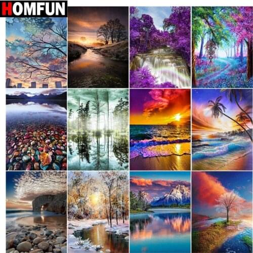 HOMFUN Diamond Painting Cross Stitch "scenery sea cloud" 5D DIY Diamond Embroidery Full Square/round Rhinestone Of Picture