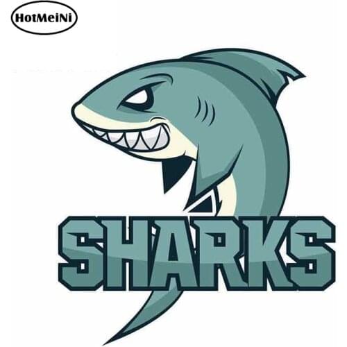 HotMeiNi 13cm x 12.5cm Cartoon Shark Novelty Decal Car Assessoires VAN GTR Decoration Digitally Printed Creative Stickers