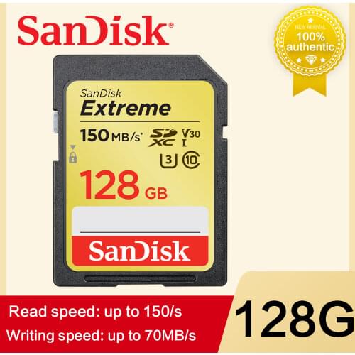 SanDisk Memory Card Extreme SDHC/SDXC 32GB 64GB 128GB SD Card Class10 C10 U3 V30 UHS-I For Camera SDXVE 90MB/s