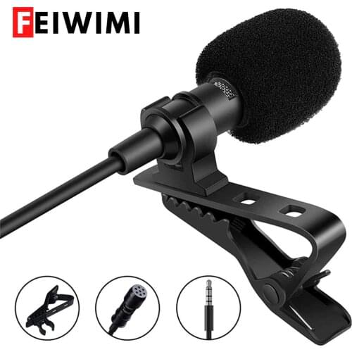 Metal Lavalier Microphone for Phone, Wired Condenser Clip-on Lapel Mini Audio Mic Microfon for PC Computer Laptop DSLR