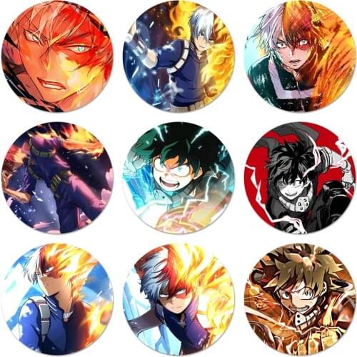 My hero of the Academy anime Todoroki Badge Brooch Pin Accessories For Clothes Backpack Decoration gift 58mm