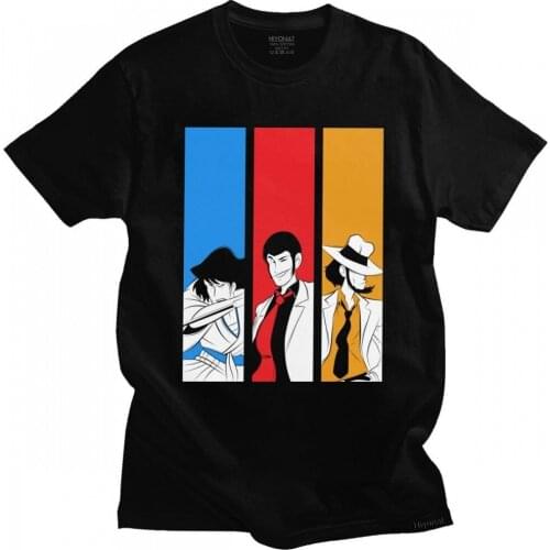 Lupin The Third Arsene Lupin Men Tshirt Cotton Manga Daisuke Jigen T Shirt Fujiko Mine Tee Short Sleeve Printed T-shirt Clothes