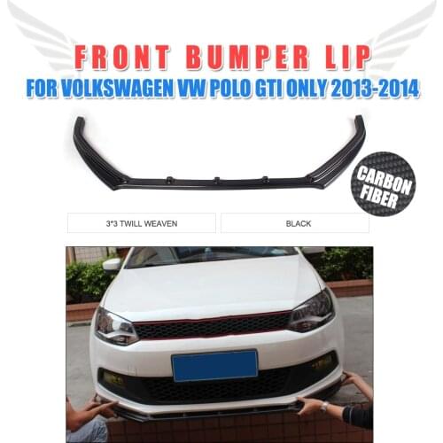 Carbon Fiber / FRP Unpainted Front Bumper Lip Spoiler Splitters for Volkswagen VW Polo GTI Hatchback 2013 2014