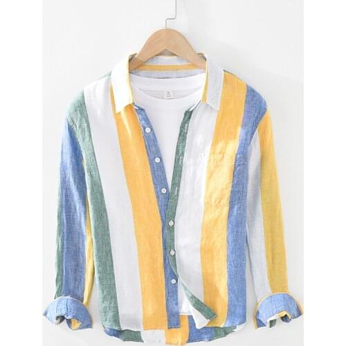 2021 New Italy style long-sleeved brand shirt men striped casual trendy comfortable shirts men camisa chemise tops mens clothing