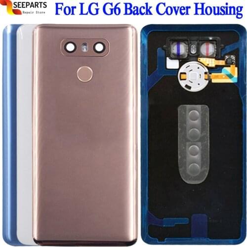 New Back Cover for Lg g6 Battery Cover door Case Housing with Camera Lens glass Touch ID Replacement for LS993 US997 VS998 H870