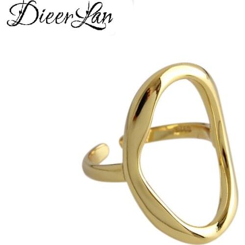 New 925 Sterling Silver Large Circle Rings For Women Adjustable Size Finger Rings Girls Party Wedding Jewelry