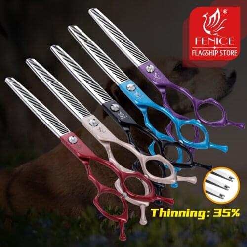 Fenice 6.5/7.0 inch JP440C Steel Professional Pet Thinning Scissors Dog Grooming Shears Thinning Rate 35