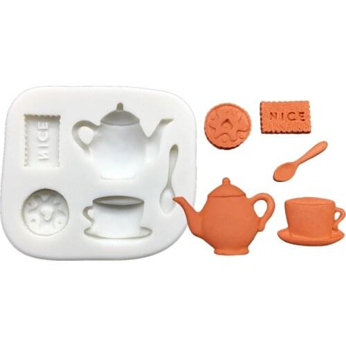 Biscuits Coffee Teapot Silicone Sugarcraft Mold Chocolate Cupcake Baking Fondant Cake Decorating Tools